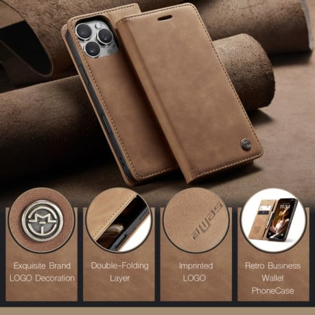 Чохол-книжка CaseMe-013 Multifunctional на iPhone 16 Pro - кавовий