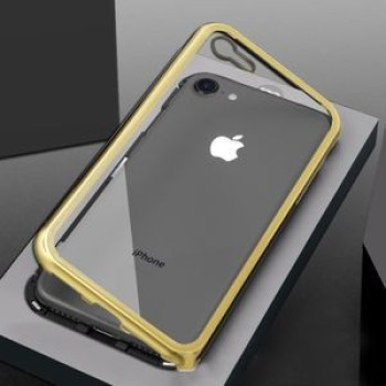 Односторонний магнитный чехол-накладка Magnet Flip Case на iPhone SE 3/2 2022/2020/8/7-черный+золотой