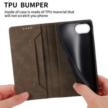 Чехол-книжка Business Solid Color Magnetic RFID Leather на iPhone 16e - коричневый