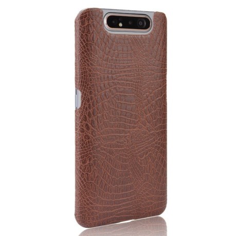Ударопрочный чехол Crocodile Texture на Samsung Galaxy A80-коричневый