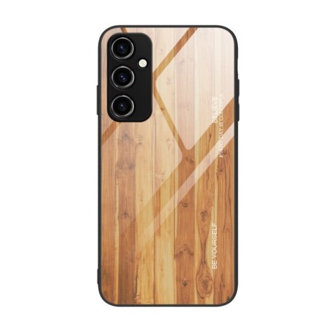 Противоударный чехол Wood Grain Glass на Samsung Galaxy A14 5G - желтый