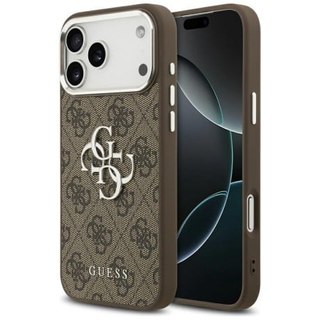 Оригинальный чехол Guess 4G Big Logo на iPhone 17 Pro Max - Brown - Silver