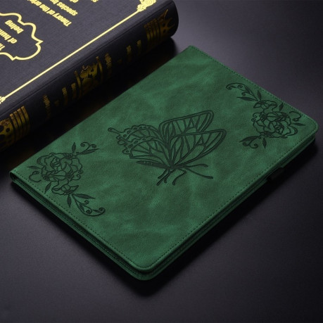 Чехол-книжка Butterfly Flower Embossed Leather на Xiaomi Pad 7 / Pad 7 Pro - зеленый