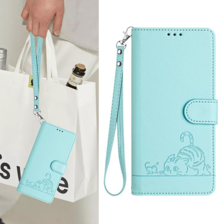 Чохол-книжка Cat Embossing Pattern на Xiaomi Redmi Note 14 4G 164.84mm - зелений