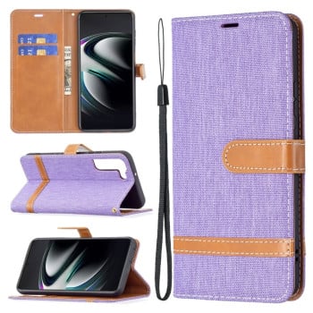 Чехол-книжка Color Matching Denim Texture на Samsung Galaxy S22 Plus 5G - фиолетовый