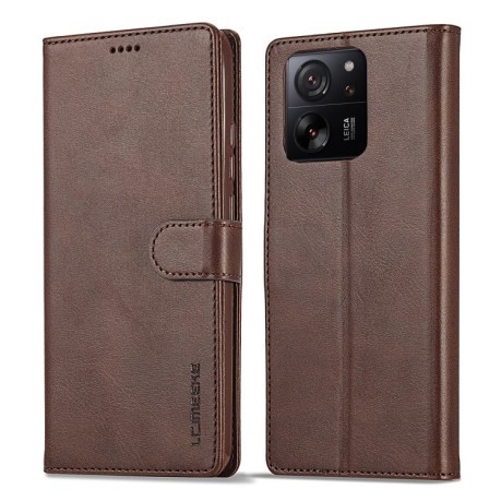 Чехол книжка LCIMEEKE Calf Texture на Xiaomi 14T Pro - кофейный