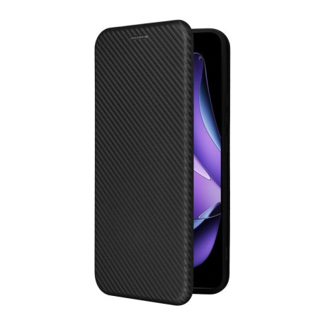 Чехол-книжка Carbon Fiber Texture на OPPO Reno13 F/Reno13 FS - черный