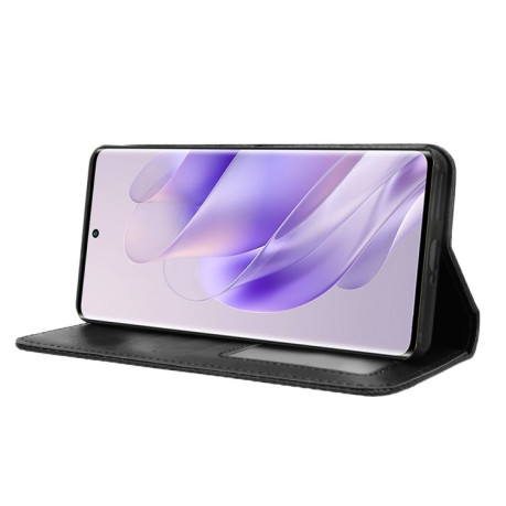 Чехол-книжка Magnetic Buckle Retro Crazy Horse Texture на Infinix Zero 30 4G - черный