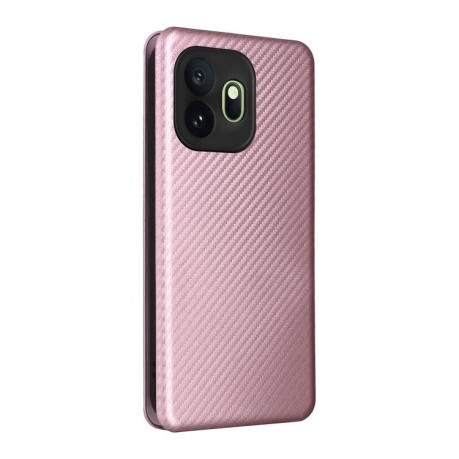 Чехол-книжка Carbon Fiber Texture на OnePlus 15T — розовый