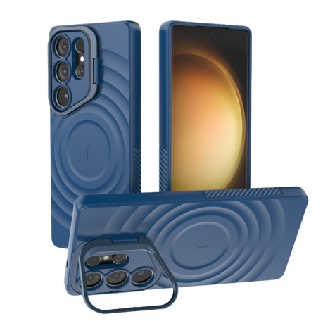 Чехол Lens Frame Bracket Corrugated MagSafe для Samsung Galaxy S25 Ultra 5G - синий