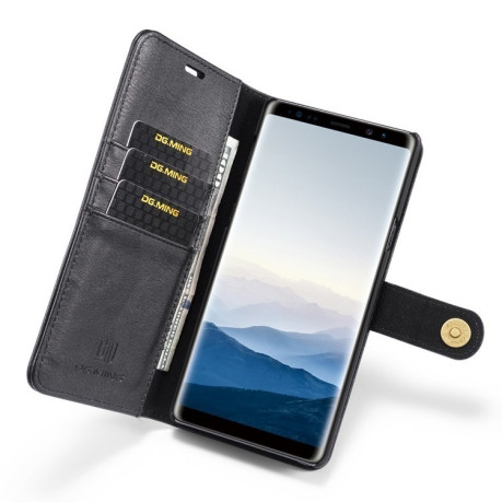 Кожаный чехол-книжка DG.MING Crazy Horse Texture со встроенным магнитом на Samsung Galaxy Note 9 черный