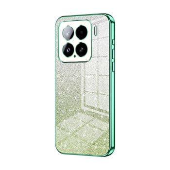 Ударозащитный чехол Gradient Glitter Powder Electroplated на Xiaomi 15 - зеленый