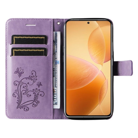 Чехол-книжка Embossed Butterfly для Xiaomi 14T Pro - фиолетовый