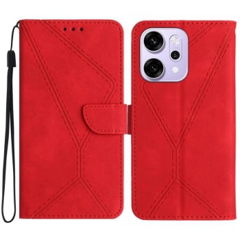 Чехол-книжка Stitching Embossed Leather на OPPO Reno14 5G Global — красный