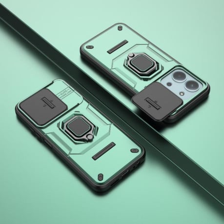 Противоударный чехол Sliding Camshield на Xiaomi Redmi 15C 5G / 4G EU 173mm - зеленый