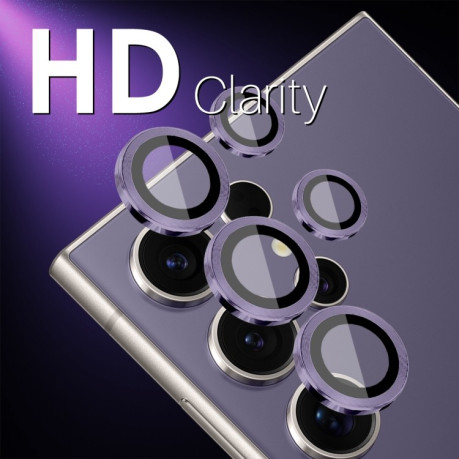Защитное стекло NORTHJO Glitter Camera Lens Protector Tempered Glass Metal Ring на Samsung Galaxy S25 Ultra 5G - фиолетовое