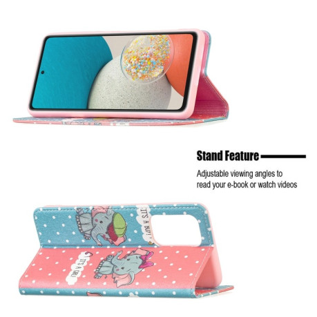 Чехол-книжка Colored Drawing Pattern Invisible на Samsung Galaxy A53 5G - Elephant
