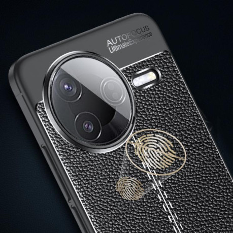 Противоударный чехол Litchi Texture на Xiaomi Poco F7 Pro - черный