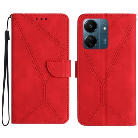 Чохол-книжка Stitching Embossed Leather для Xiaomi Redmi 13C/Poco C65 4G - червоний