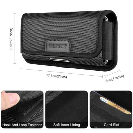 Универсальный чехол HAWEEL на диагональ 6.1-6.8 Nylon Cloth с кармашком для карт и зажимом на ремень - черный