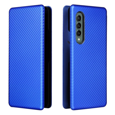 Чехол-книжка Carbon Fiber Texture на Samsung Galaxy Z Fold 3 - синий