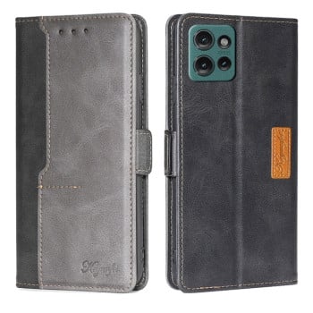 Чехол-книжка с магнитной застежкой и контрастной отделкой на Motorola Edge 50 5G - Black + Grey