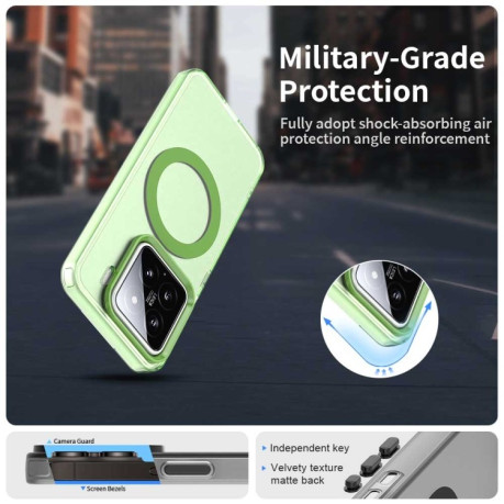 Противоударный чехол MagSafe Holder PC Hybrid для Xiaomi 15 Pro - зеленый