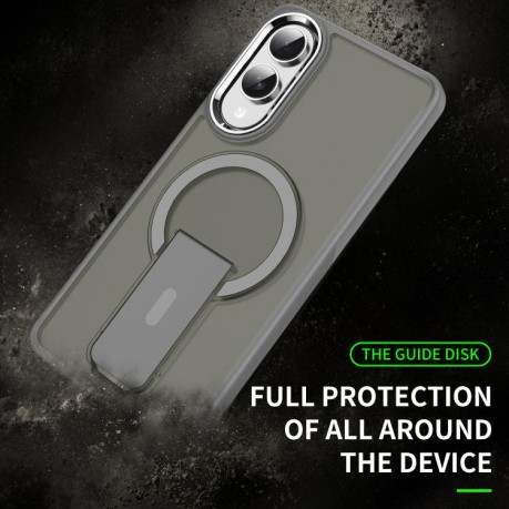 Протиударний чохол Acrylic Hybrid TPU MagSafe Holder для Samsung Galaxy S25 Edge 5G - фіолетовий