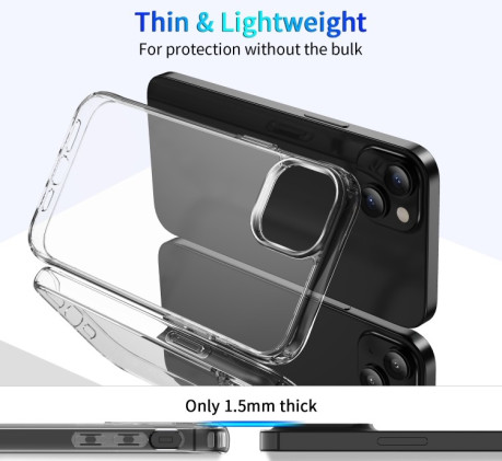 Противоударный чехол Shockproof Transparent TPU на iPhone 15 Plus - прозрачный