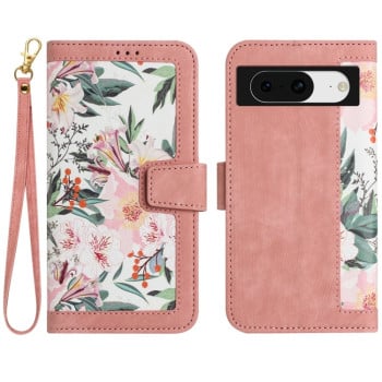 Чехол-книжка Floral Pattern Leather для Google Pixel 8a - розовый