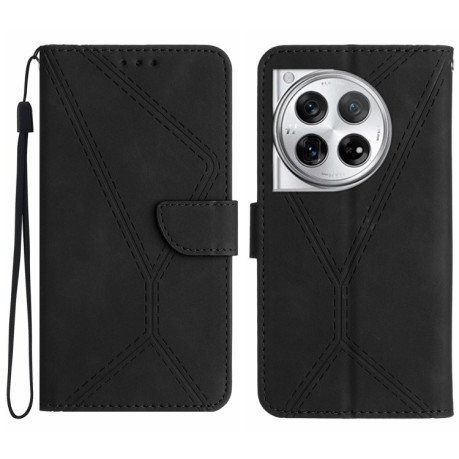 Чехол-книжка Stitching Embossed Leather для OnePlus 12 5G Global - черный