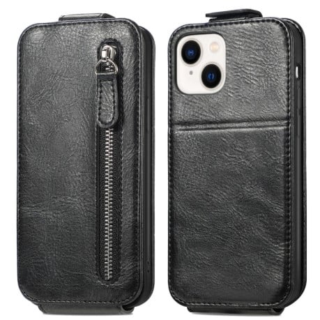 Флипп-чехол Zipper Wallet Vertical для iPhone 14 Plus - черный