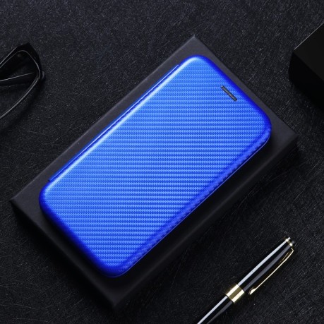 Чехол-книжка Carbon Fiber Texture на Samsung Galaxy A42 - синий