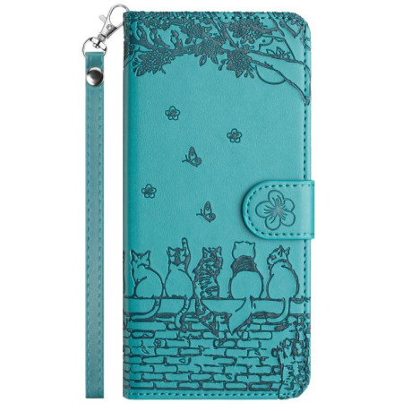 Чохол-книжка Cat Embossing Pattern на Google Pixel 9a - синій