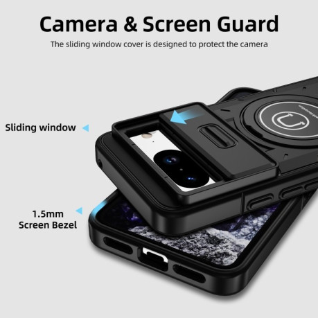 Противоударный чехол Sliding Camshield Magsafe Holder для Google Pixel 8a - черный
