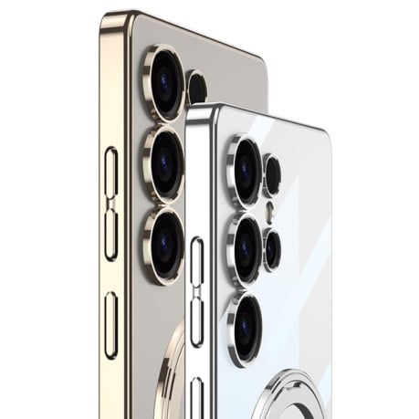 Протиударний чохол GKK PC Phone Case with Magnetic Rotating Holder, No Included Pen для Samsung Galaxy S25 Ultra 5G - сріблястий