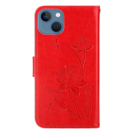 Чехол-книжка Lotus Embossed для iPhone 14 Plus - красный