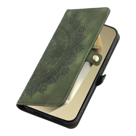 Чехол-книжка Totem Embossed Magnetic Leather для Samsung Galaxy S25 5G - зеленый