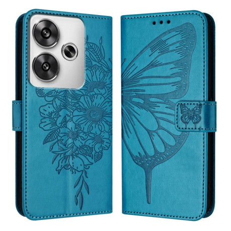 Чохол-книжка Embossed Butterfly для Xiaomi Poco F6 - синій