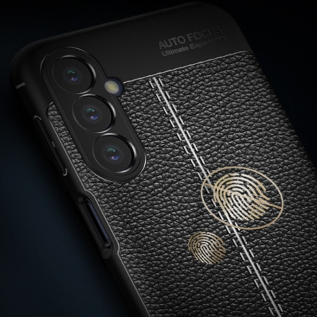 Противоударный чехол Litchi Texture на Samsung Galaxy M34 5G - черный