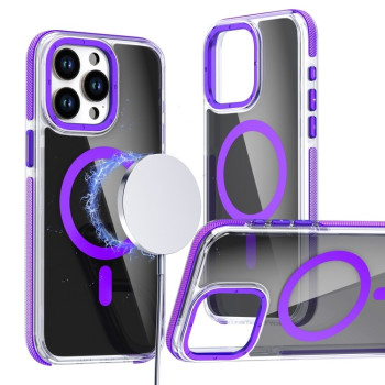Чехол Magsafe Dual-Color Transparent Black Lens Holder для  iPhone 16 Pro Max – оранжевый - фиолетовый