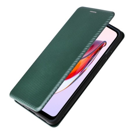Чехол-книжка Carbon Fiber Texture на Xiaomi Redmi Poco C55/Redmi 12C/11A- зеленый