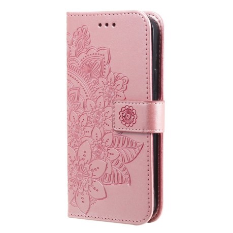 Чехол-книжка 7-petal Flowers Embossing для Xiaomi Redmi Note 11E/Redme 10 5G/Redmi 10 Prime+ 5G - розовое золото