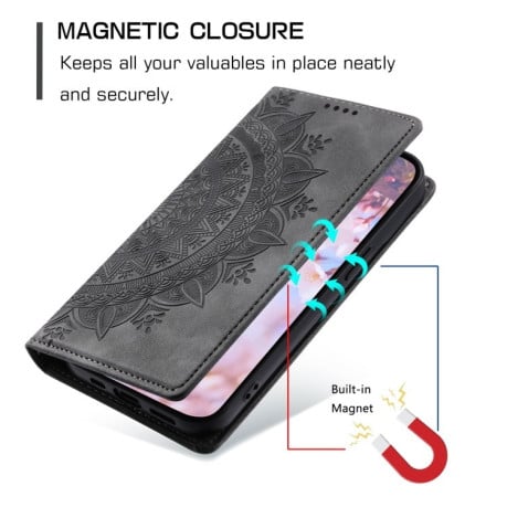 Чехол-книжка Totem Embossed Magnetic Leather для Xiaomi 15 - серый