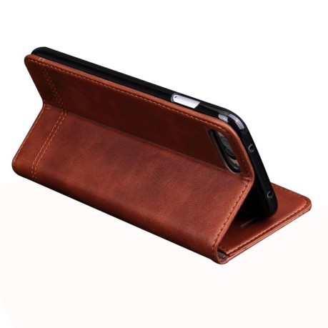 Кожаный Чехол Книжка для iPhone 8 Plus / 7 Plus Кофейно-коричневый Retro Crazy Horse Texture со слотом для кредитных карт