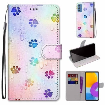 Чохол-книжка Coloured Drawing Cross для Samsung Galaxy M52 5G - Footprint Water Drops