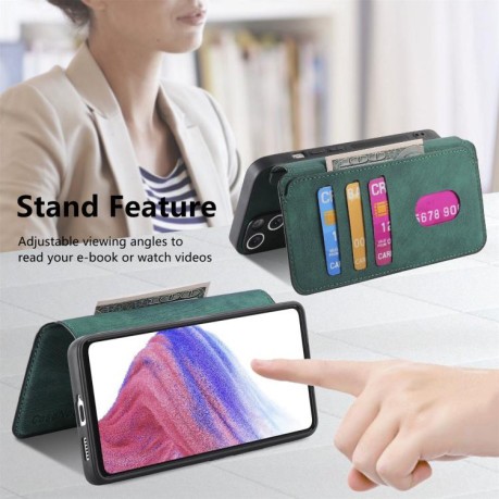 Чехол-книжка CaseNeo MagSafe RFID Anti-theft Retro Leather для OPPO Reno13 Pro - зеленый