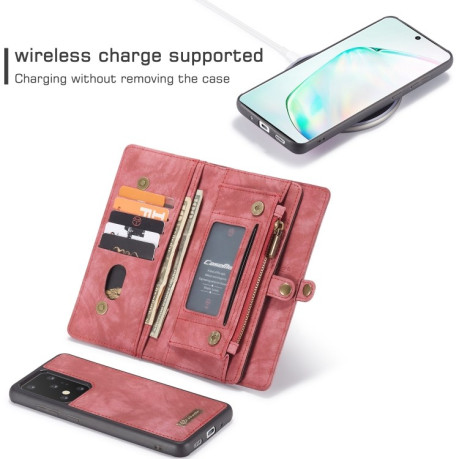 Кожаный чехол- кошелек CaseMe на Samsung Galaxy S20 Ultra Crazy Horse Texcture Detachable - красный