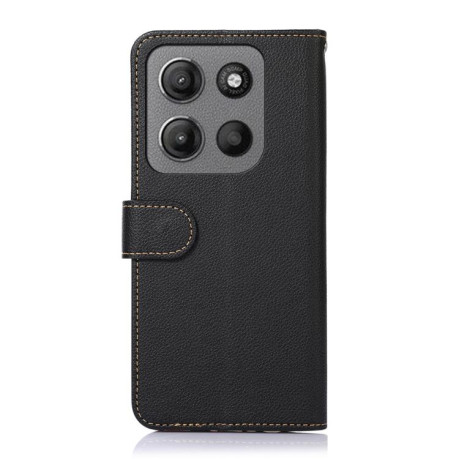 Чехол-книжка KHAZNEH Litchi Texture для Motorola Moto G15 4G / G05 - черный
