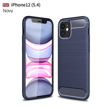 Чехол Brushed Texture Carbon Fiber на iPhone 12 Mini - синий